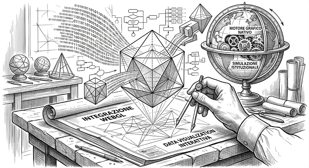 Schizzo di geometrie solide, integrazione WebGL e data visualization interattiva