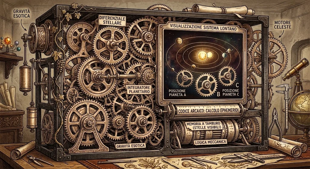 Computer meccanico di un pianeta lontano