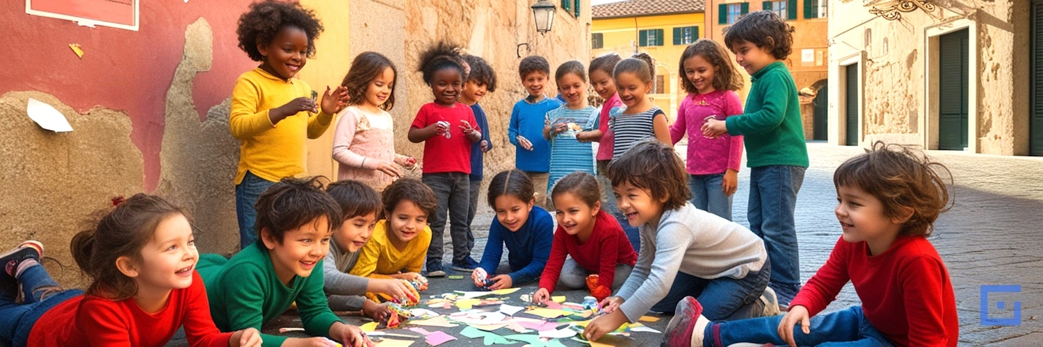 Bambini che giocano aperto a.i.